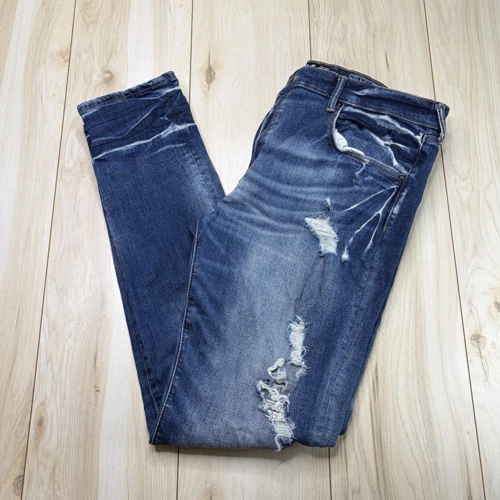 PRPS Men's Blue Distressed Cayenne Super Skinny Fit Denim Jeans 40x34 Stretch